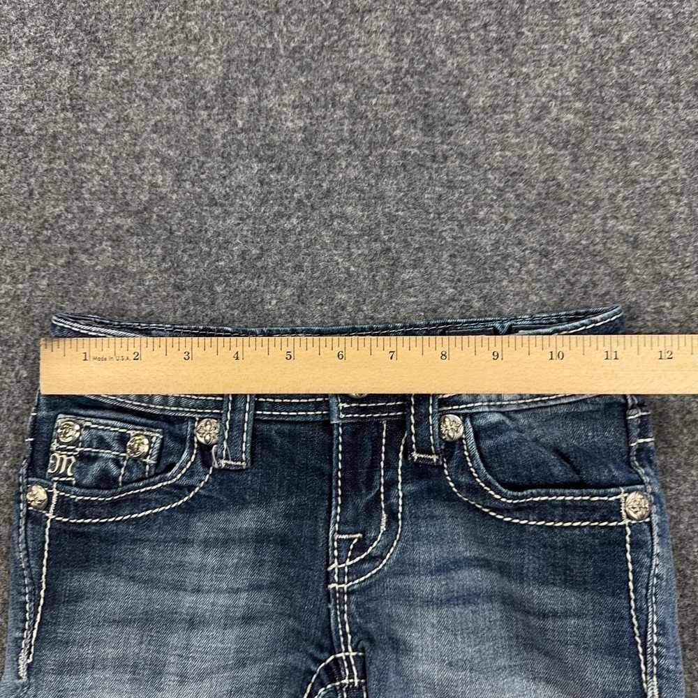 Miss Me Shorts Girls 8 Blue Denim Jean Bermuda Embroidered Cross Pocket Stretch - Picture 10 of 11